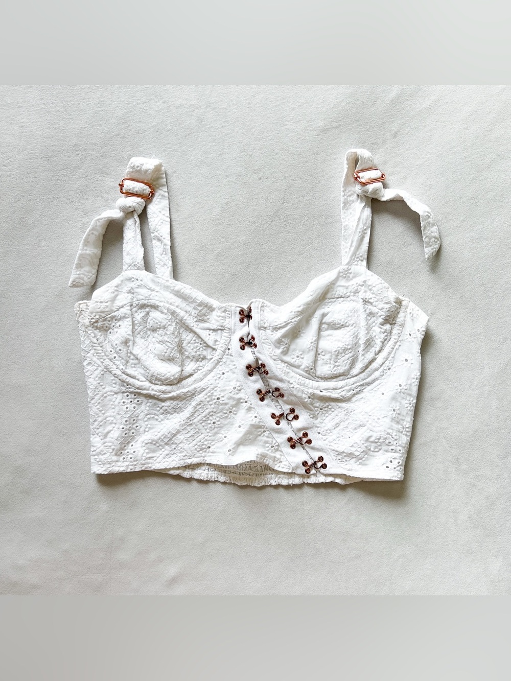For Love & Lemons White Eyelet Bustier Top - Small